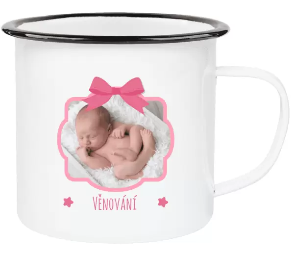 Plecháček Růžová mašle s fotografií