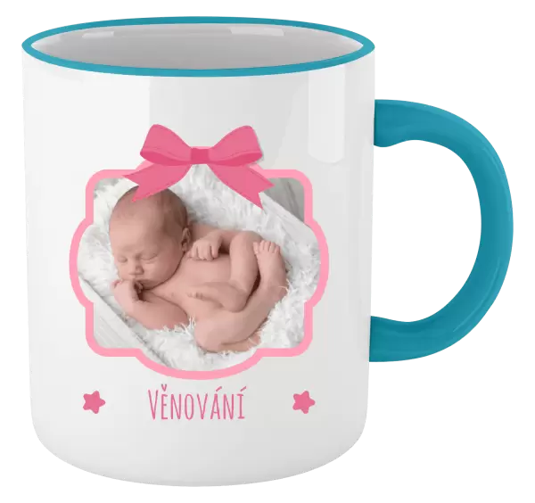 Vánoční hrnek Růžová mašle s fotografií