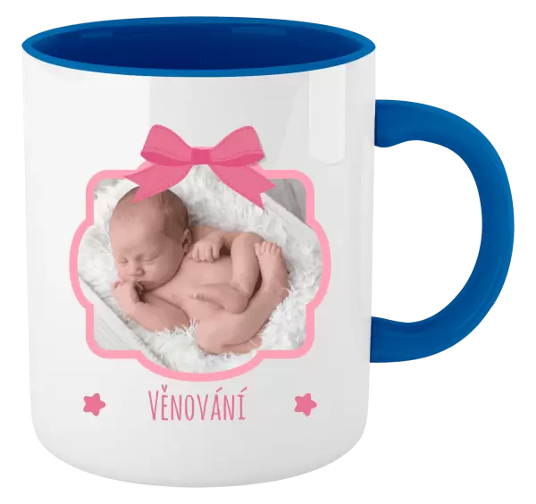 Vánoční hrnek Růžová mašle s fotografií