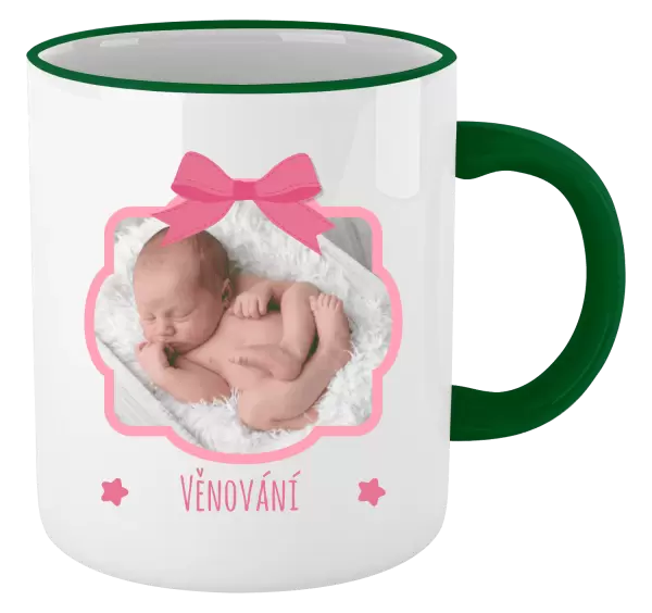 Vánoční hrnek Růžová mašle s fotografií