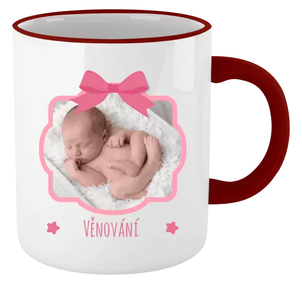 Vánoční hrnek Růžová mašle s fotografií