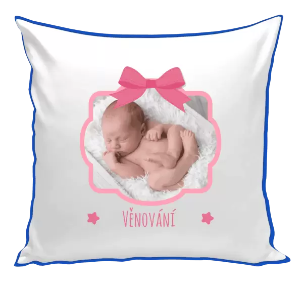 Polštář Růžová mašle s fotografií