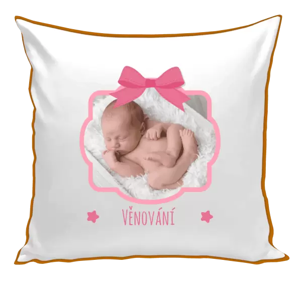 Polštář Růžová mašle s fotografií