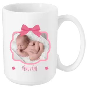 Hrnek Růžová mašle s fotografií