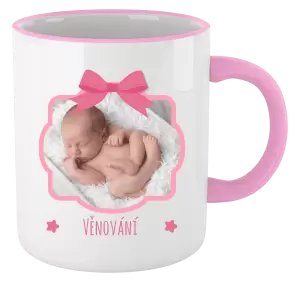 Hrnek Růžová mašle s fotografií