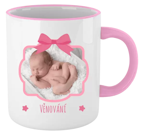 Hrnek Růžová mašle s fotografií