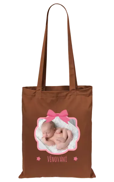 Látková taška Růžová mašle s fotografií