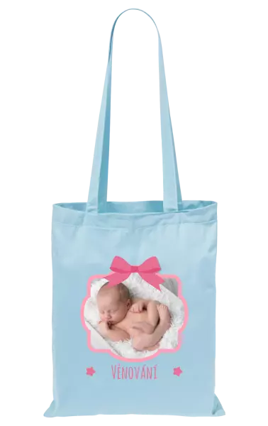 Látková taška Růžová mašle s fotografií