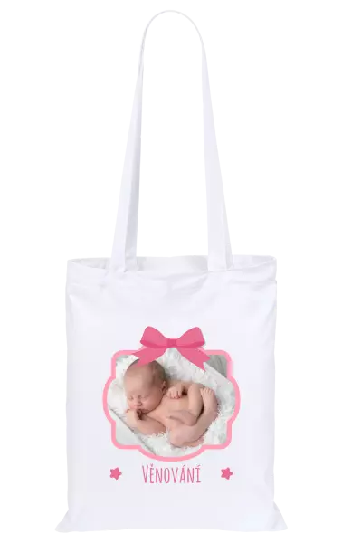 Látková taška Růžová mašle s fotografií