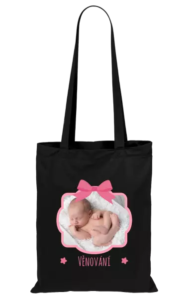 Látková taška Růžová mašle s fotografií