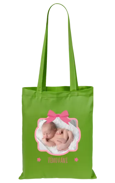 Látková taška Růžová mašle s fotografií