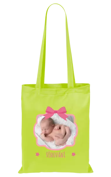 Látková taška Růžová mašle s fotografií