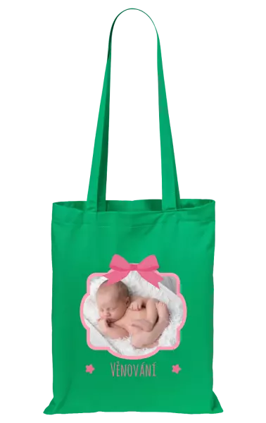 Látková taška Růžová mašle s fotografií