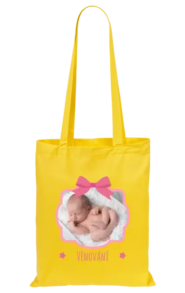 Látková taška Růžová mašle s fotografií