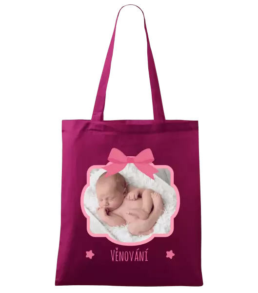 Látková taška Růžová mašle s fotografií