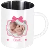 Nerezový hrnek Růžová mašle s fotografií