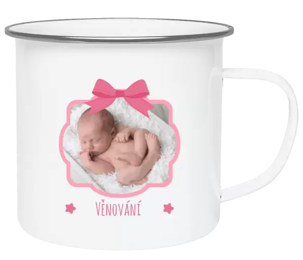 Plecháček Růžová mašle s fotografií