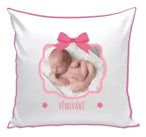 Polštář Růžová mašle s fotografií