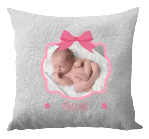 Polštář Růžová mašle s fotografií