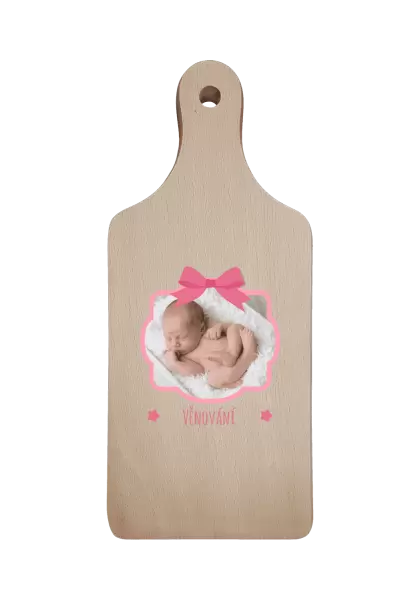 Prkénko Růžová mašle s fotografií