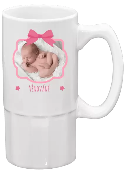 Půllitr Růžová mašle s fotografií