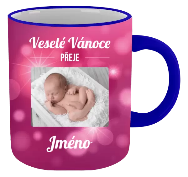 Vánoční hrnek Růžové vánoční pozadí