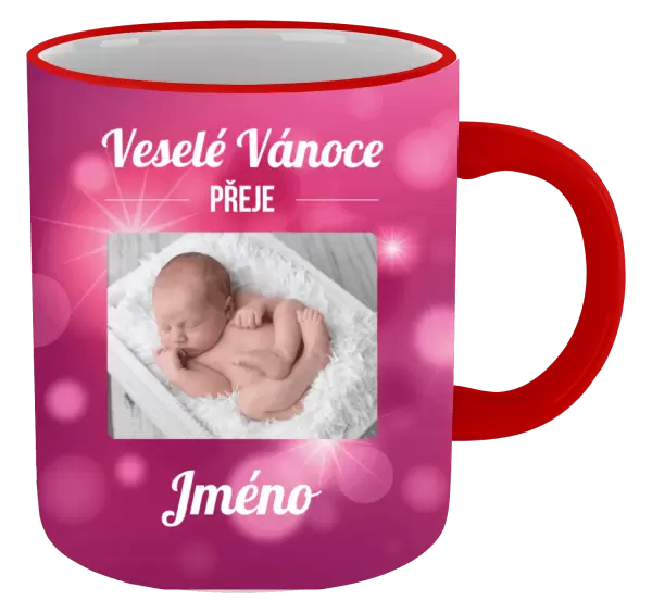 Vánoční hrnek Růžové vánoční pozadí