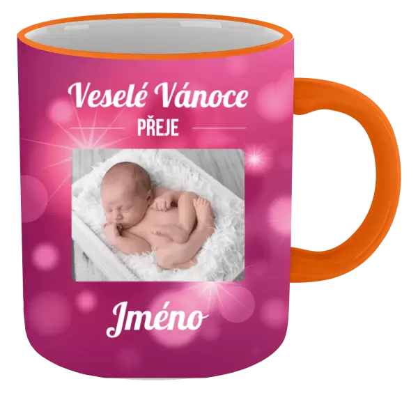 Vánoční hrnek Růžové vánoční pozadí