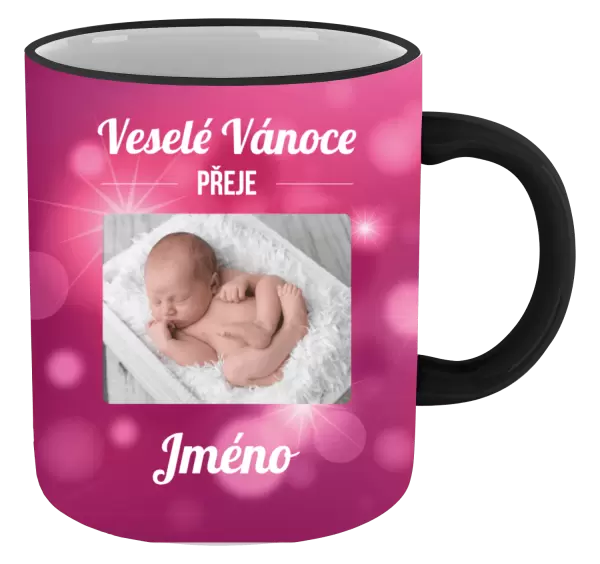 Vánoční hrnek Růžové vánoční pozadí