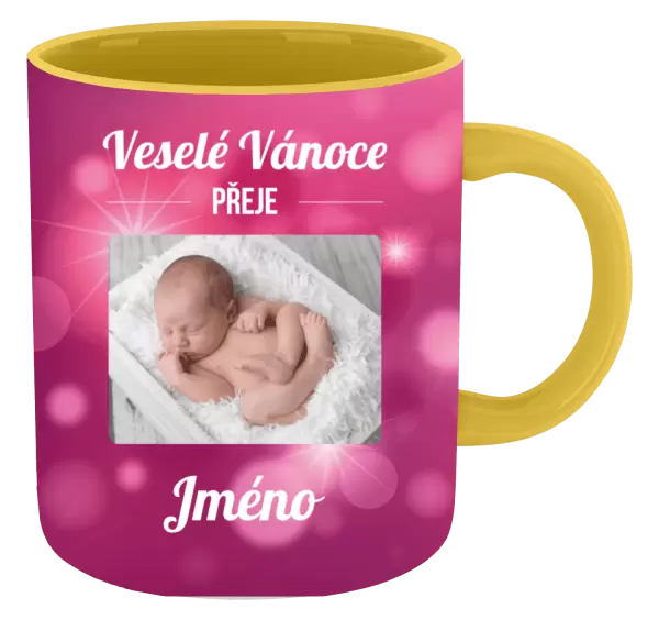 Vánoční hrnek Růžové vánoční pozadí