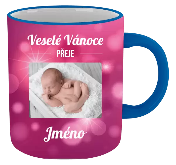 Vánoční hrnek Růžové vánoční pozadí