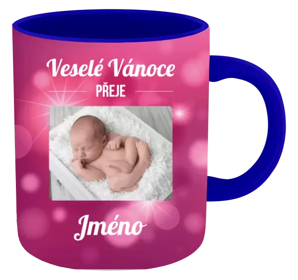 Vánoční hrnek Růžové vánoční pozadí