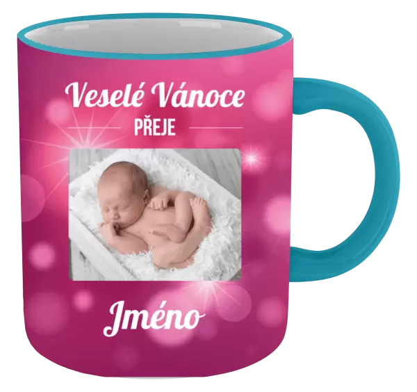 Vánoční hrnek Růžové vánoční pozadí