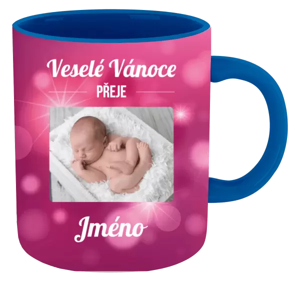 Vánoční hrnek Růžové vánoční pozadí