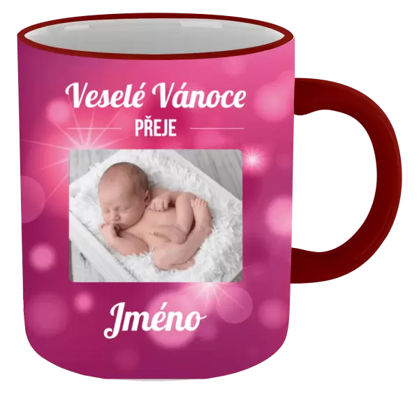 Vánoční hrnek Růžové vánoční pozadí