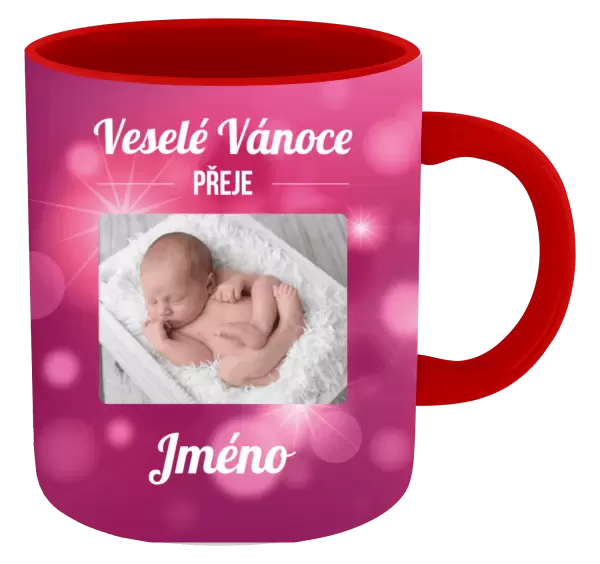 Vánoční hrnek Růžové vánoční pozadí