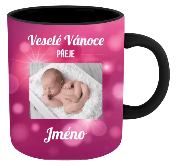 Vánoční hrnek Růžové vánoční pozadí