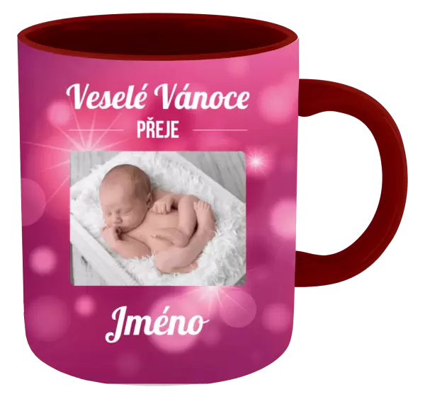 Vánoční hrnek Růžové vánoční pozadí