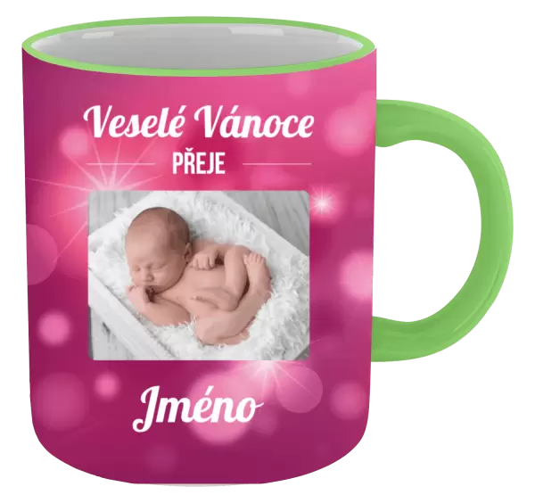 Vánoční hrnek Růžové vánoční pozadí