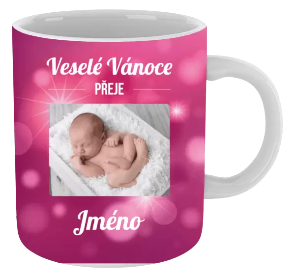 Vánoční hrnek Růžové vánoční pozadí