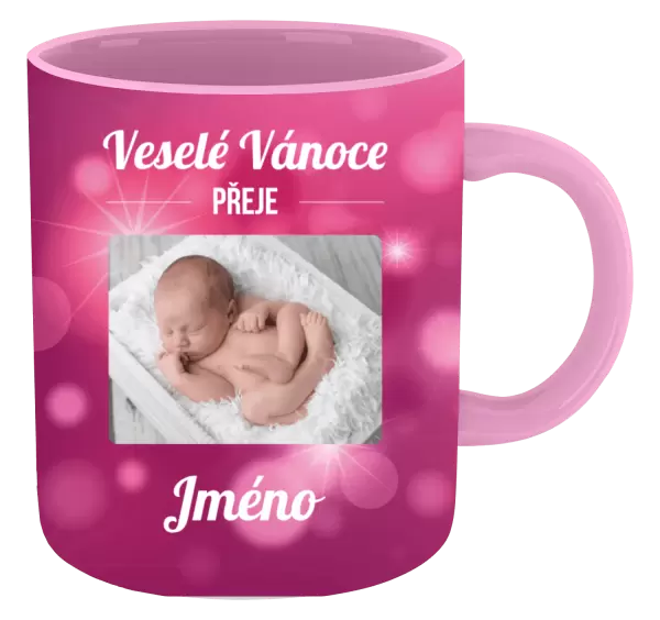 Vánoční hrnek Růžové vánoční pozadí