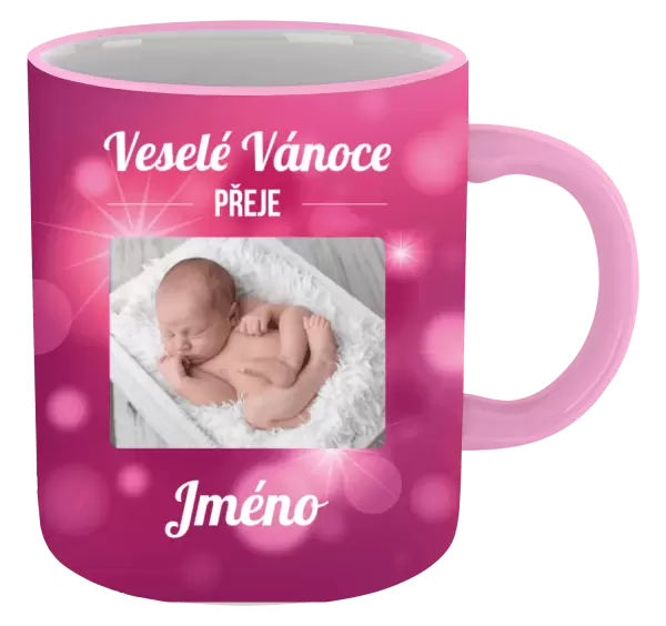 Vánoční hrnek Růžové vánoční pozadí