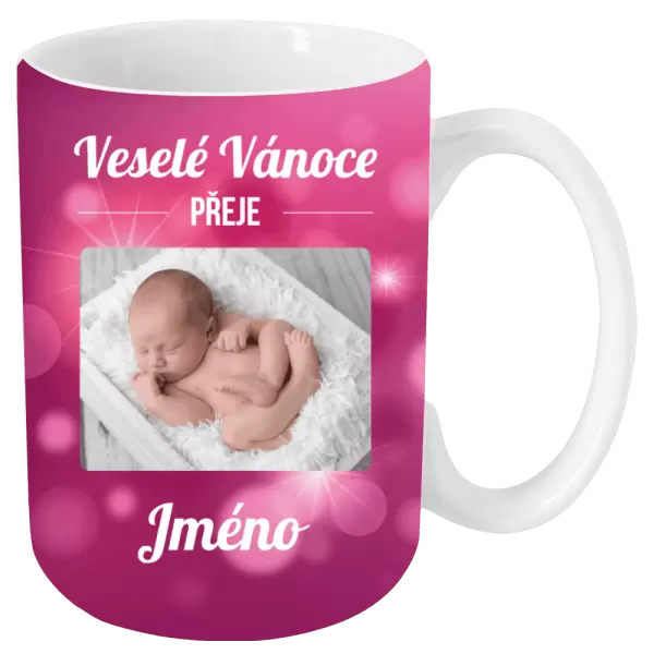 Vánoční hrnek Růžové vánoční pozadí