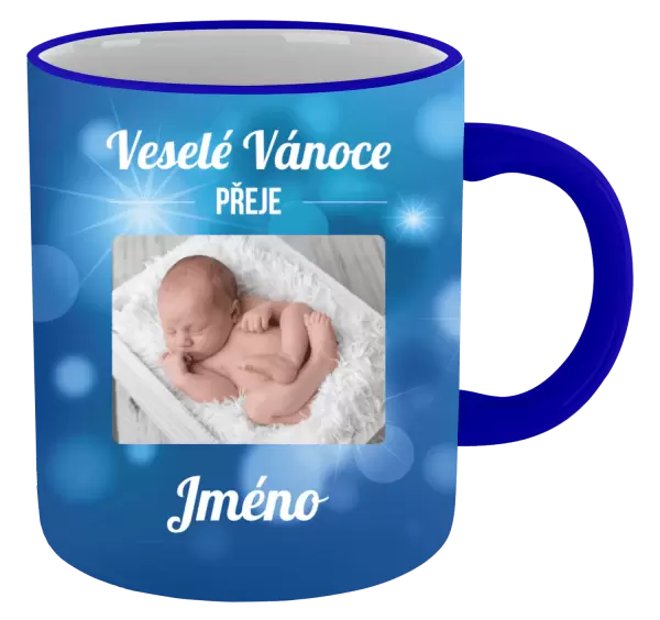 Vánoční hrnek Modré vánoční pozadí