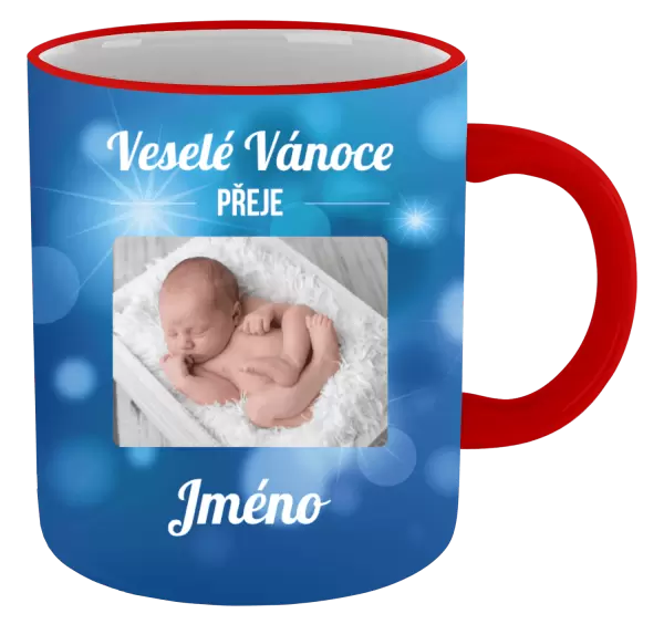 Vánoční hrnek Modré vánoční pozadí