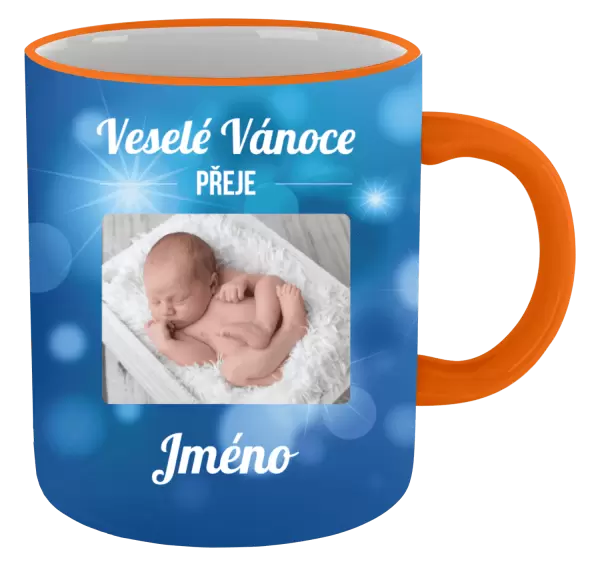 Vánoční hrnek Modré vánoční pozadí