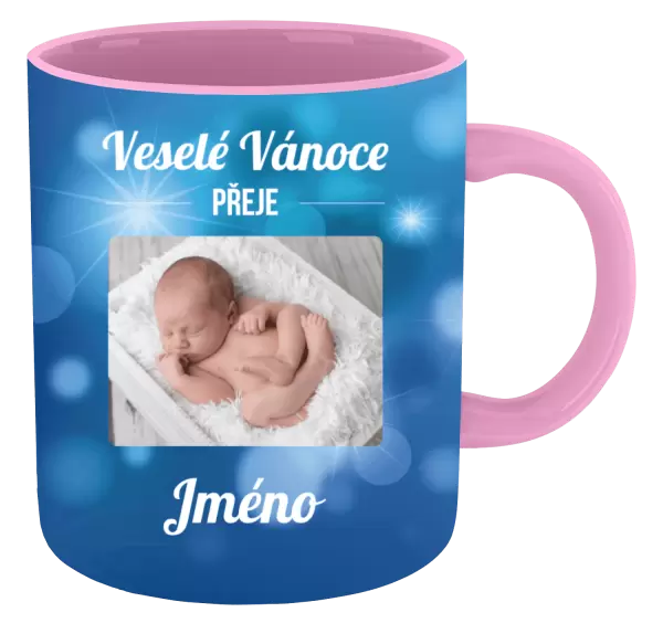 Vánoční hrnek Modré vánoční pozadí