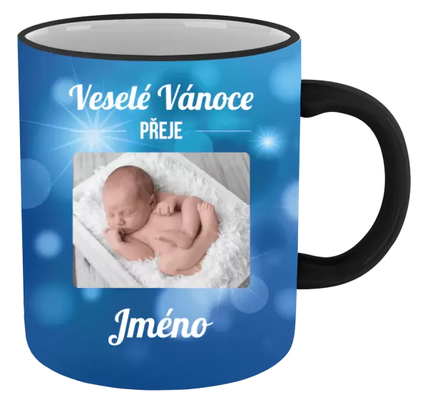 Vánoční hrnek Modré vánoční pozadí