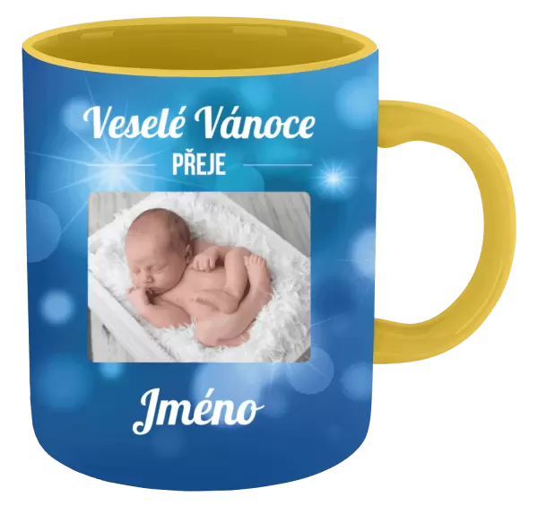 Vánoční hrnek Modré vánoční pozadí