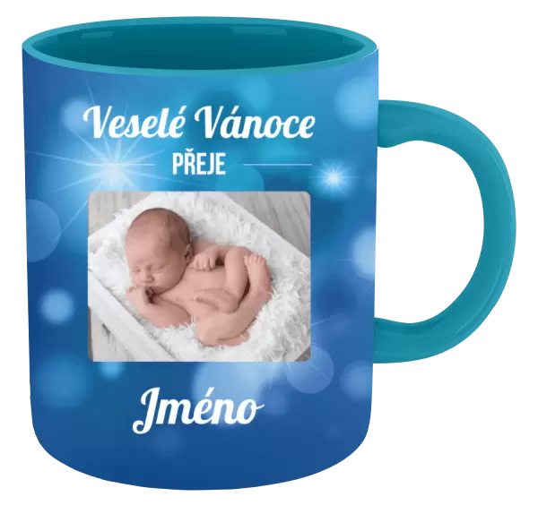 Vánoční hrnek Modré vánoční pozadí